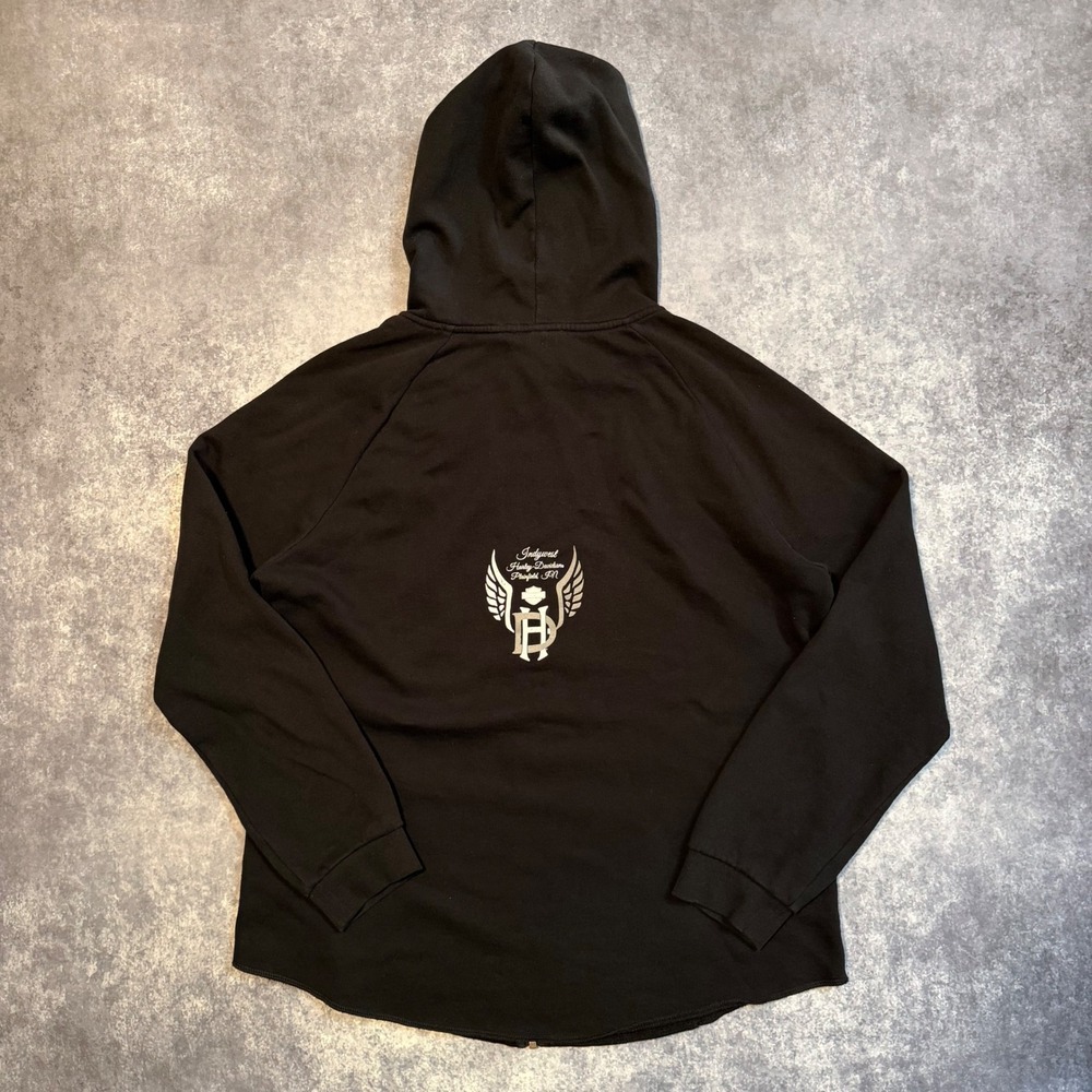 Harley Davidson Womens XL Full Zip Hoodie Black Indywest Plainfield IN - Picture 2 of 8